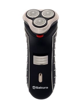 Электробритва Sakura SA-5414BK, АКБ, сеточная, 3 плавающие головки, триммер, чёрная