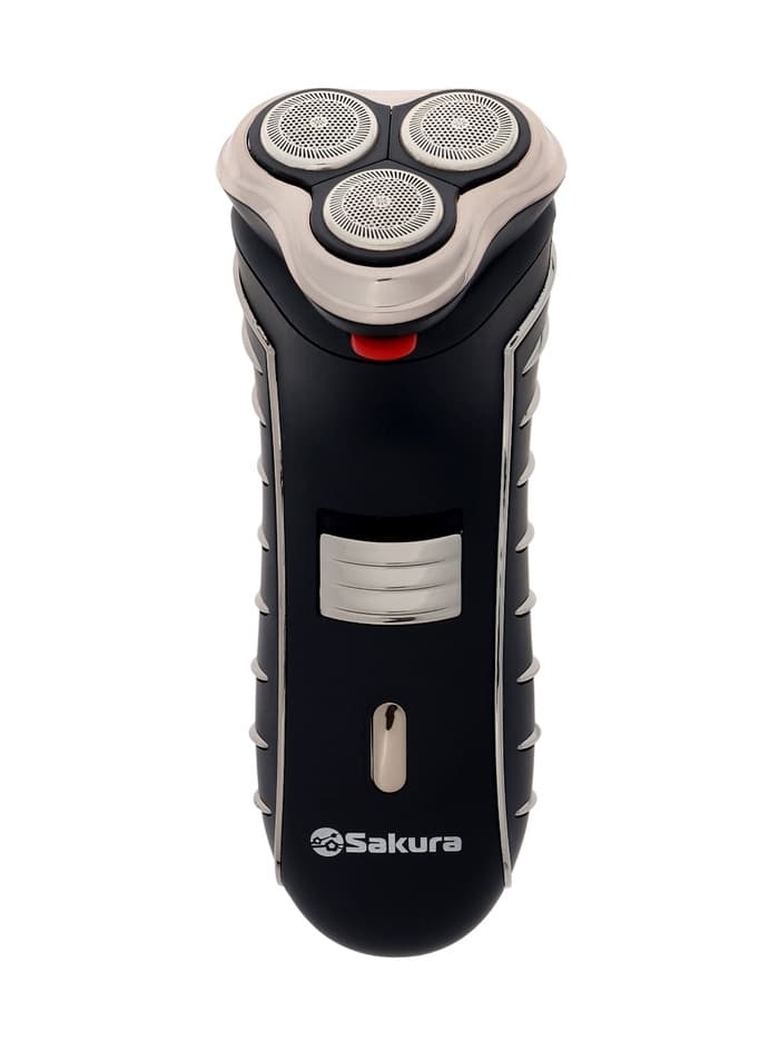 Электробритва Sakura SA-5414BK, АКБ, сеточная, 3 плавающие головки, триммер, чёрная