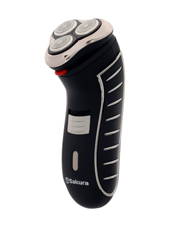 Электробритва Sakura SA-5414BK, АКБ, сеточная, 3 плавающие головки, триммер, чёрная