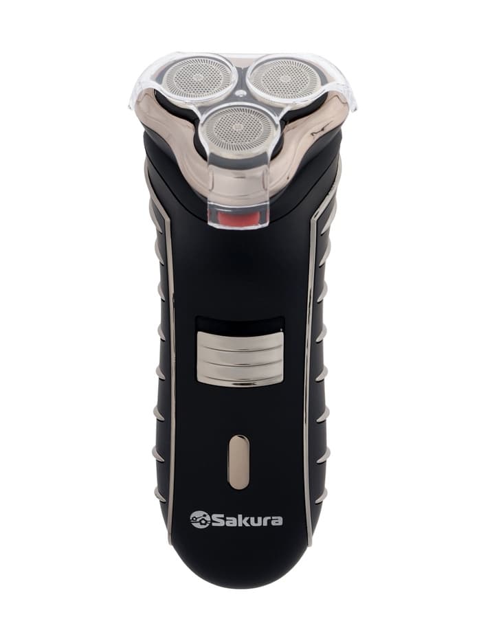 Электробритва Sakura SA-5414BK, АКБ, сеточная, 3 плавающие головки, триммер, чёрная