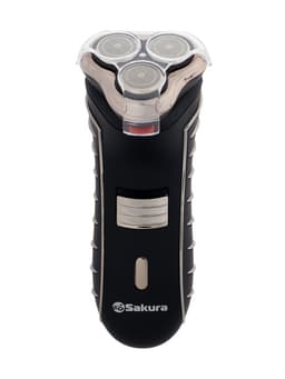 Электробритва Sakura SA-5414BK, АКБ, сеточная, 3 плавающие головки, триммер, чёрная