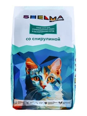 Сухой корм для стерилизованных кошек SHELMA, со спирулиной, 8 кг