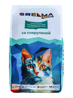 Сухой корм для стерилизованных кошек SHELMA, со спирулиной, 8 кг
