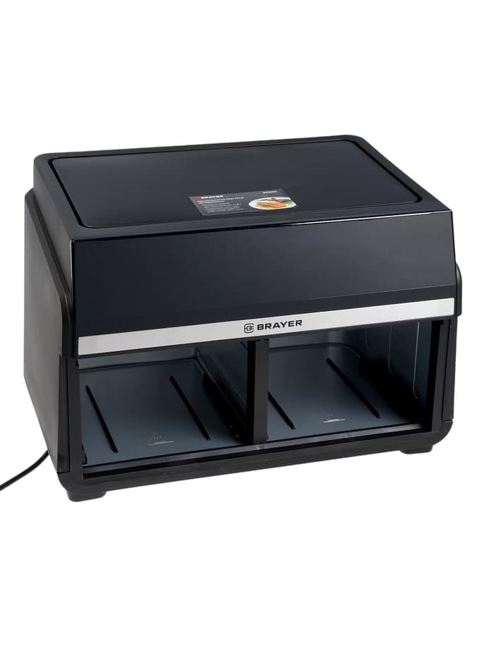 Аэрогриль BRAYER BR2050, 2200 Вт, 2 чаши по 5 л, 8 программ, до 200°С, LED-дисплей, таймер, решётка