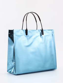 Пакет подарочный ПВХ, голография, голубой, пластиковая ручка, 26×22.5×10 см