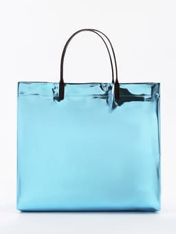 Пакет подарочный ПВХ, голография, голубой, пластиковая ручка, 26×22.5×10 см