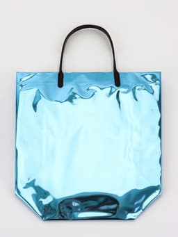 Пакет подарочный ПВХ, голография, голубой, пластиковая ручка, 26×22.5×10 см