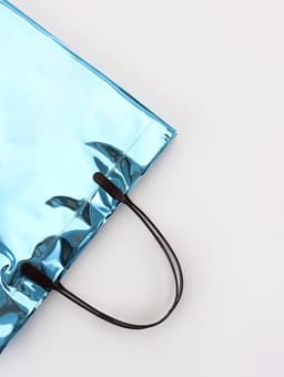 Пакет подарочный ПВХ, голография, голубой, пластиковая ручка, 26×22.5×10 см