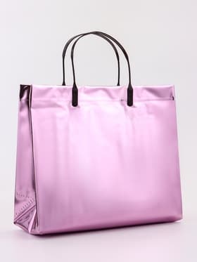 Пакет подарочный ПВХ, голография, розовый, пластиковая ручка, 26×22.5×10 см