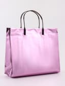 Пакет подарочный ПВХ, голография, розовый, пластиковая ручка, 26×22.5×10 см