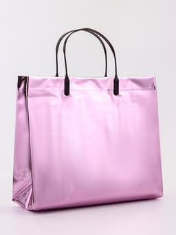 Пакет подарочный ПВХ, голография, розовый, пластиковая ручка, 26×22.5×10 см