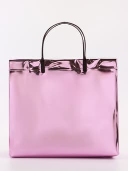 Пакет подарочный ПВХ, голография, розовый, пластиковая ручка, 26×22.5×10 см