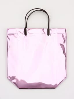 Пакет подарочный ПВХ, голография, розовый, пластиковая ручка, 26×22.5×10 см