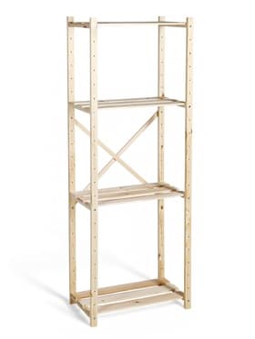 Стеллаж деревянный, 4 полки, 140×50×28 см, напольный, с регулируемыми полками