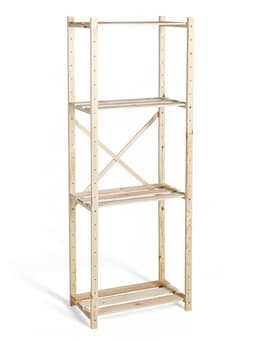 Стеллаж деревянный, 4 полки, 140×50×28 см, напольный, с регулируемыми полками