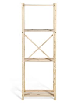 Стеллаж деревянный, 4 полки, 140×50×28 см, напольный, с регулируемыми полками