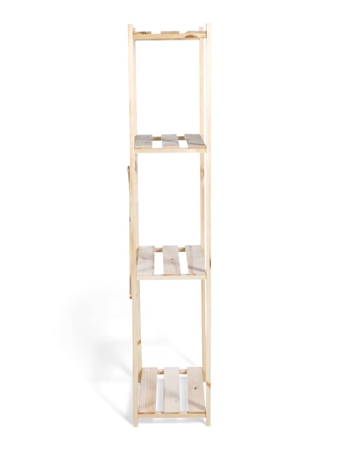 Стеллаж деревянный, 4 полки, 140×50×28 см, напольный, с регулируемыми полками