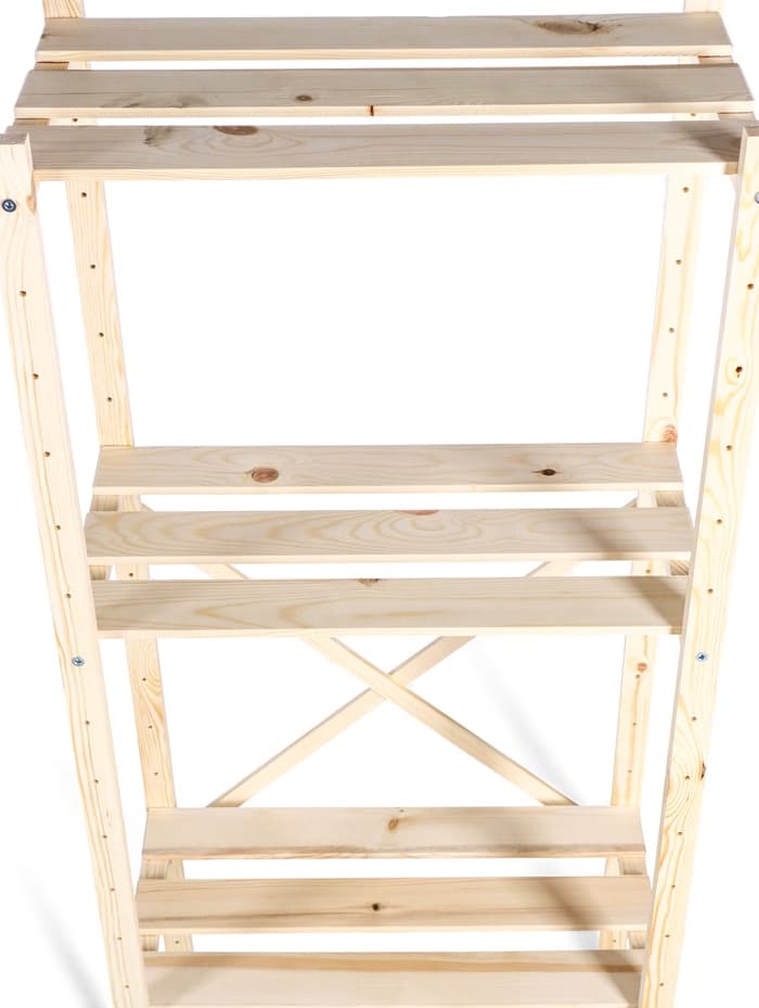 Стеллаж деревянный, 4 полки, 140×50×28 см, напольный, с регулируемыми полками