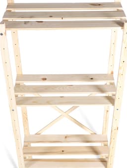 Стеллаж деревянный, 4 полки, 140×50×28 см, напольный, с регулируемыми полками