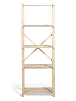 Стеллаж деревянный, 5 полок 142×50×28 см, напольный, с регулируемыми полками