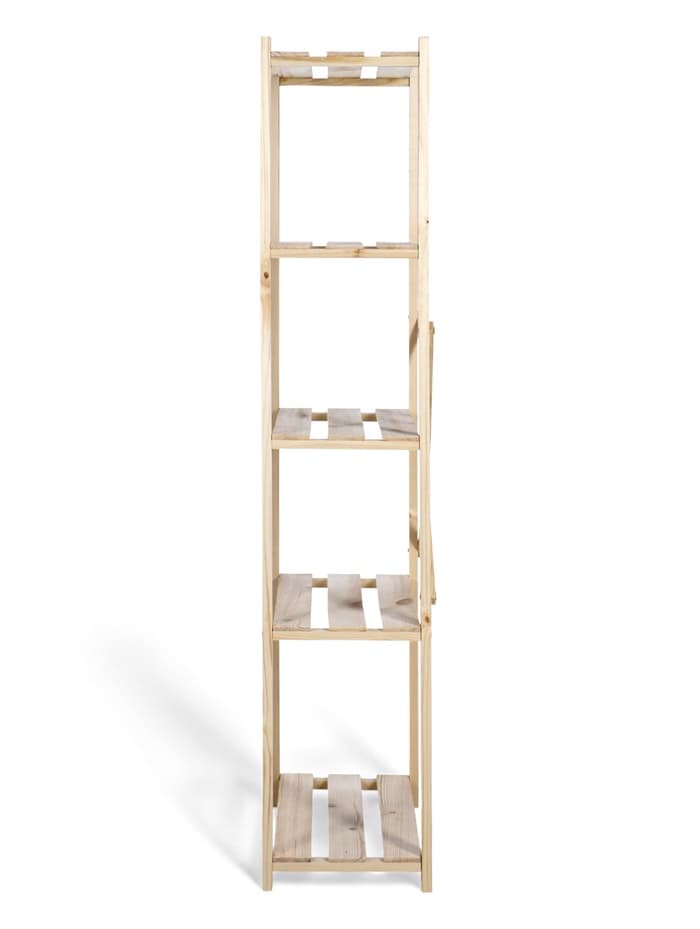 Стеллаж деревянный, 5 полок 142×50×28 см, напольный, с регулируемыми полками