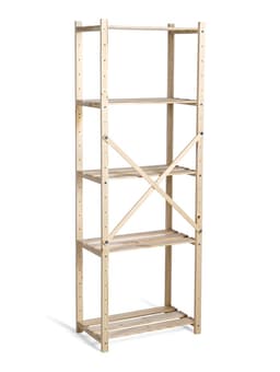 Стеллаж деревянный, 5 полок 142×50×28 см, напольный, с регулируемыми полками