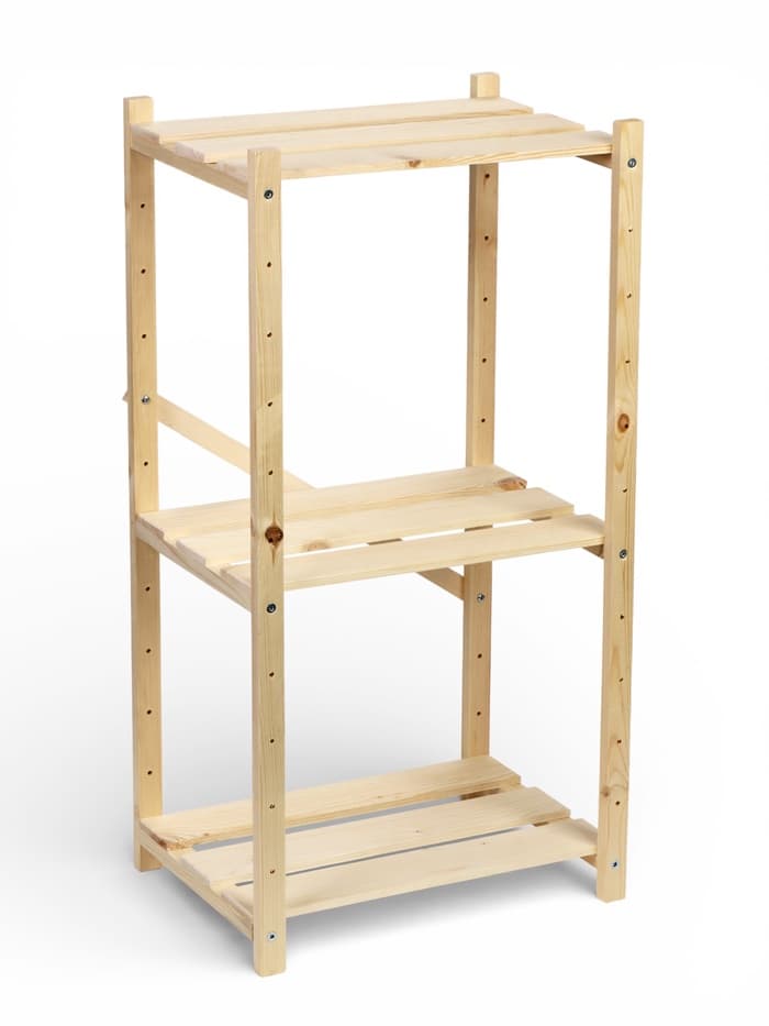 Стеллаж деревянный, 3 полки, 79×40×28 см, напольный, с регулируемыми полками