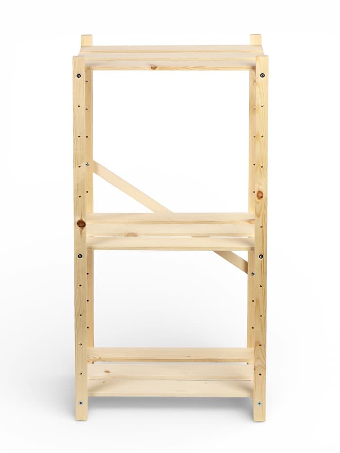 Стеллаж деревянный, 3 полки, 79×40×28 см, напольный, с регулируемыми полками