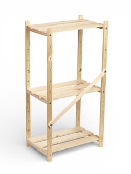 Стеллаж деревянный, 3 полки, 79×40×28 см, напольный, с регулируемыми полками