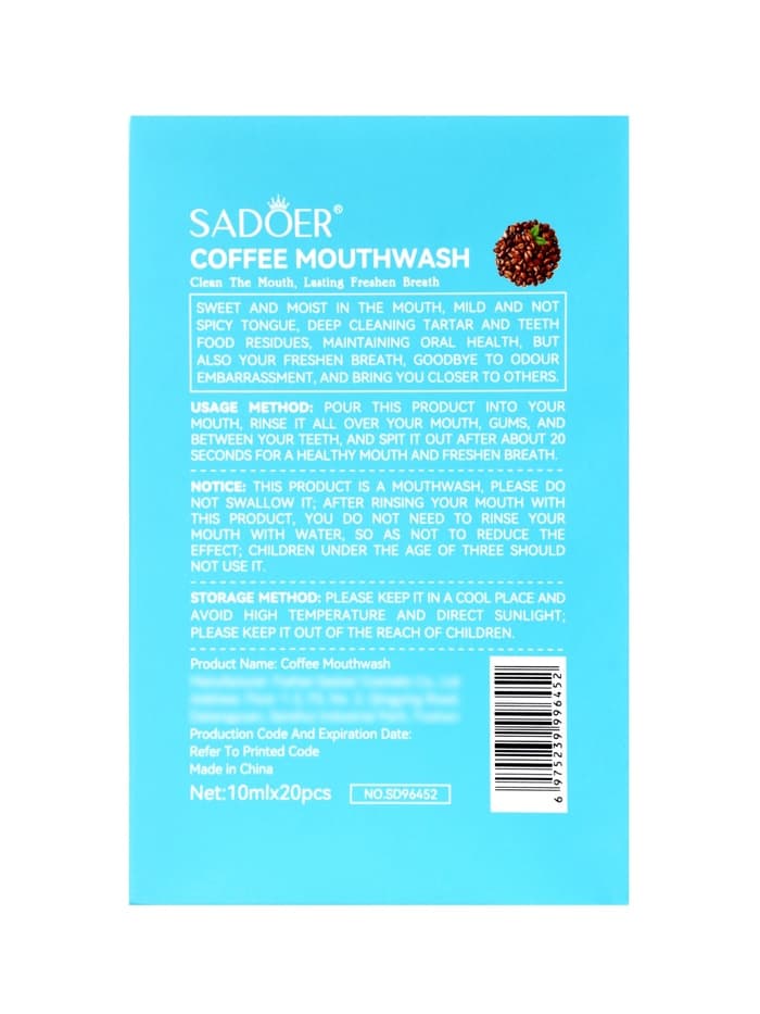 Ополаскиватель для полости рта в стиках со вкусом кофе, 20 шт. по 10 мл