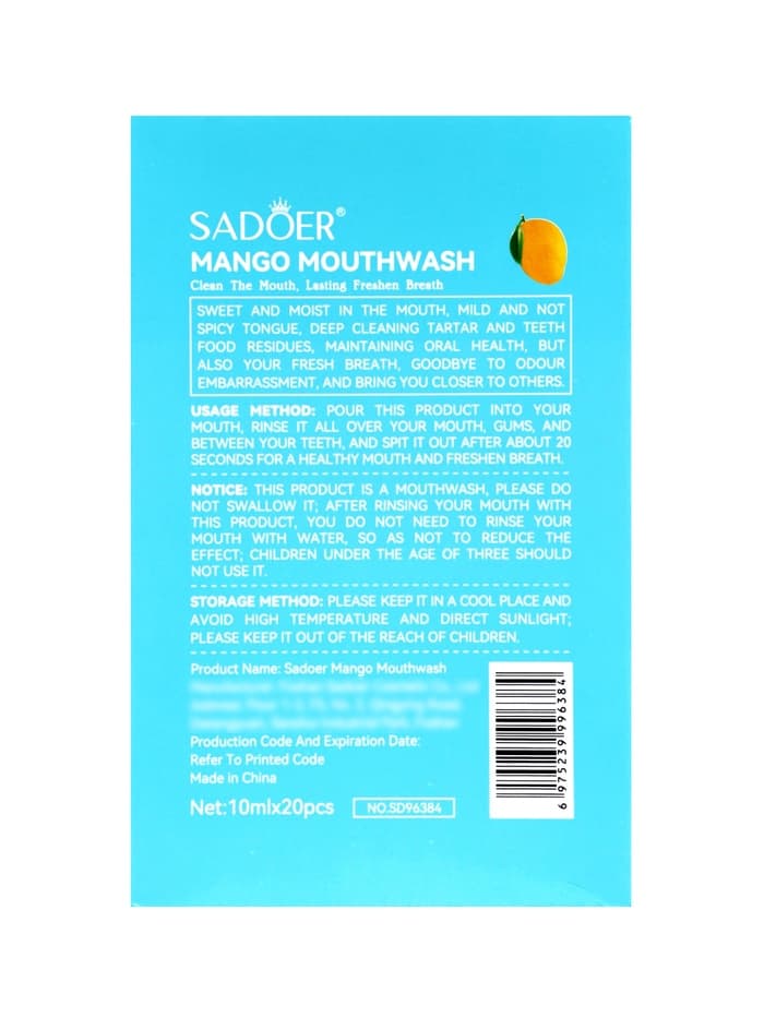 Ополаскиватель для полости рта в стиках со вкусом манго, 20 шт. по 10 мл