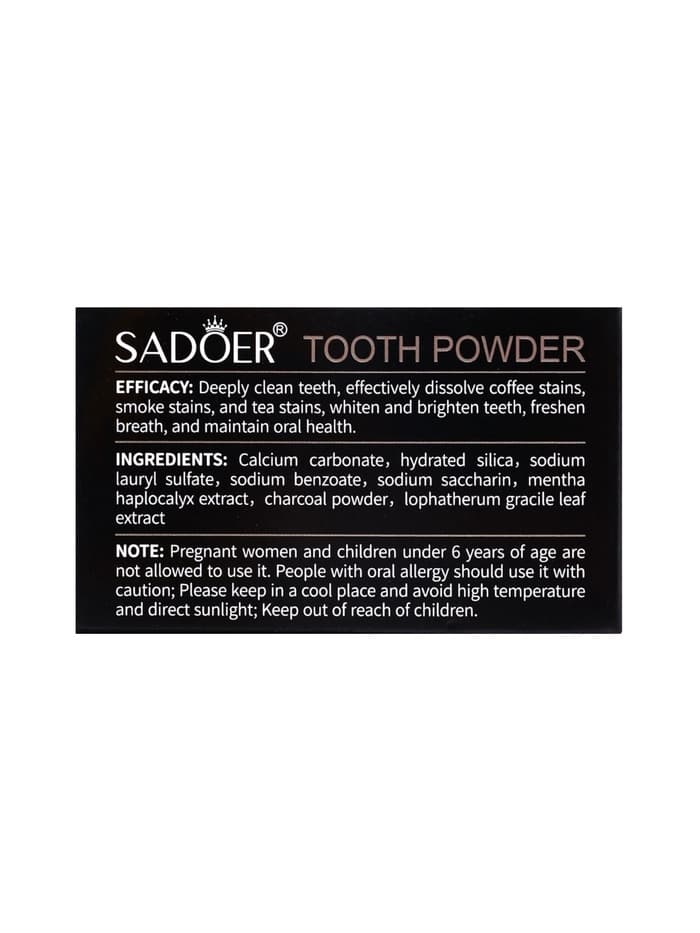 Зубной порошок Sadoer с бамбуковым углём, 60 г