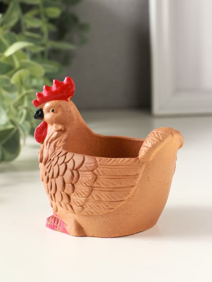 Подставка для мелочей «Курица» 8×9×6 см, мультиколор, гипс