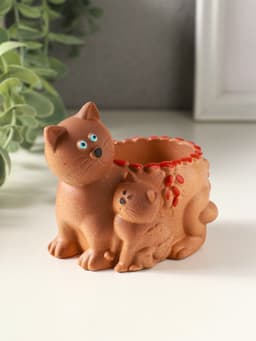 Подставка для мелочей «Кошка с котенком» 8×9×6 см, охра, гипс