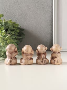 Набор фигурок «Обезьянки», 4 шт., 6 см, слоновая кость