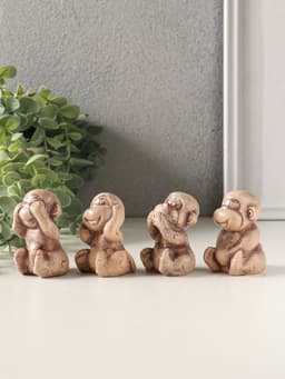 Набор фигурок «Обезьянки», 4 шт., 6 см, слоновая кость