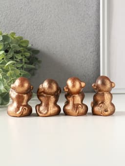 Набор фигурок гипс «Обезьянки ничего не вижу не слышу не скажу», 4 шт., 6 см, под бронзу