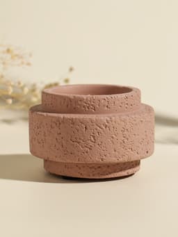 Свеча в подсвечнике вулканическом «Цилиндры», розовая, 8.1×8.1×5.4 см