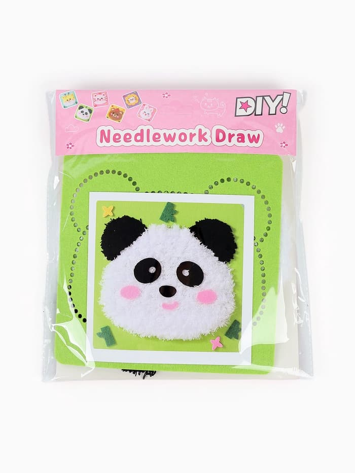 Вышивка по фетру «Панда», 20.5×20.5 см, зелёная