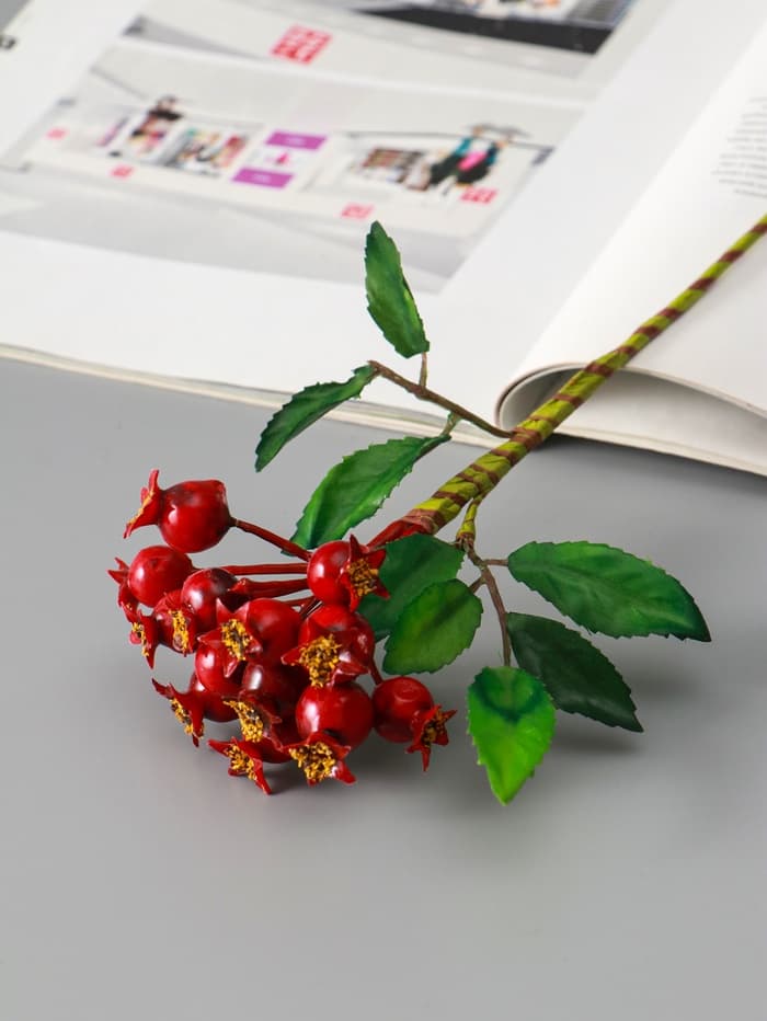 Цветы искусственные «Шиповника пучок», h=23 см, красные