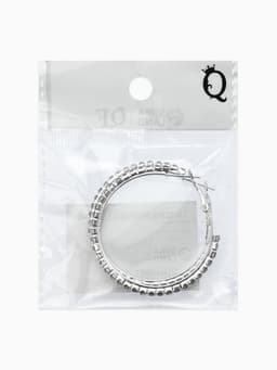 Серьги-кольца со стразами d=4.5 см, белые в серебре