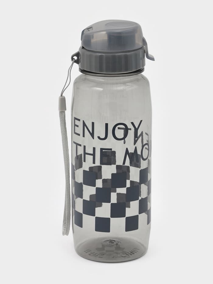 Набор посуды с собой Доляна, 4 предмета: бутылка 500 мл, ланч - бокс 450 мл, вилка, ложка, пластик, серый