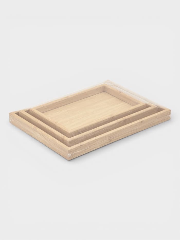 Подносы Доляна, набор 3 шт., 40×30 см, 35×25 см, 30×20 см, дерево, бежевые