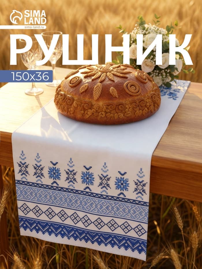 Рушник «Гармония», 150×36 см, синий