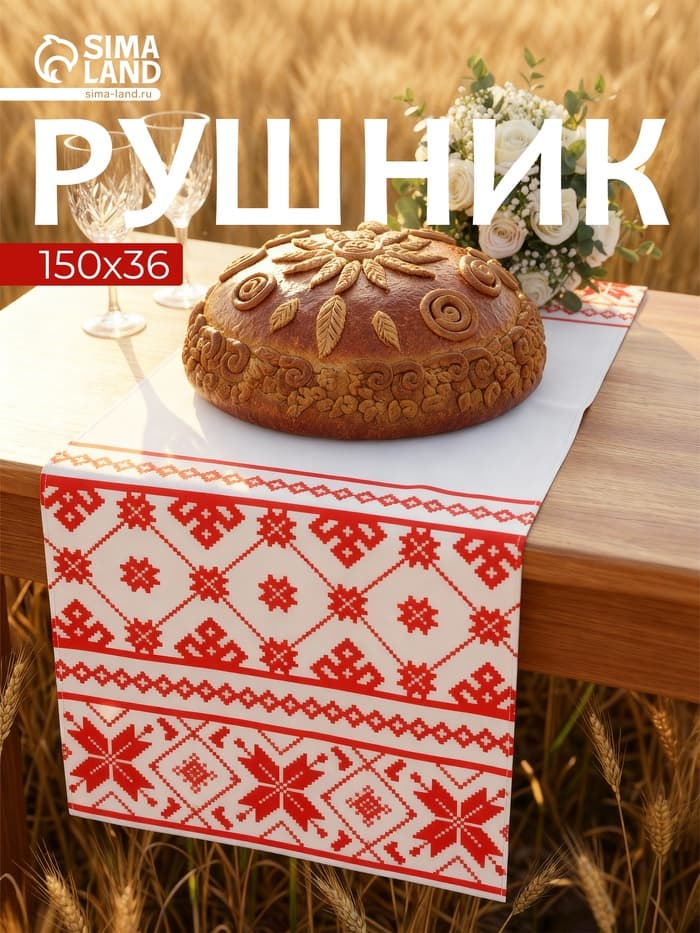 Рушник «Семейный очаг», 150×36 см, красный