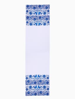 Рушник «Гжель и орнамент», 150×36 см, белый/синий