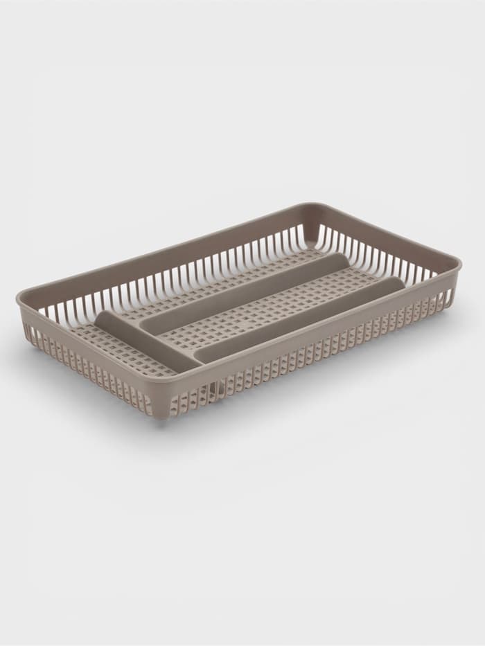 Лоток под столовые приборы Доляна, 4 отделения, 29.5×18×4 см, пластик, серый