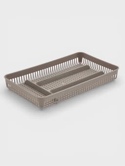 Лоток под столовые приборы Доляна, 4 отделения, 29.5×18×4 см, пластик, серый