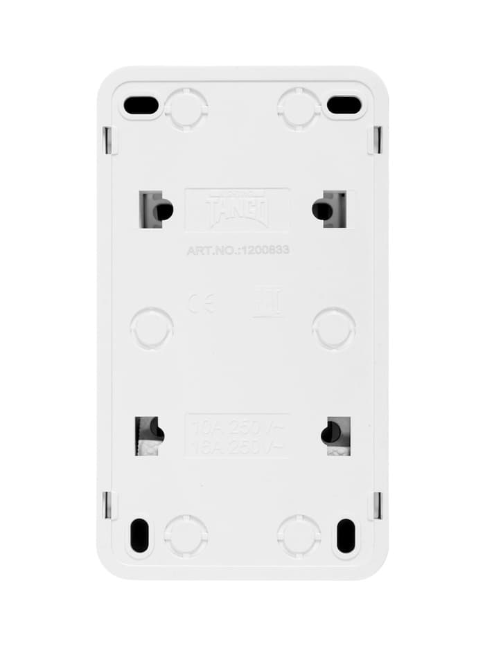 Выключатель одноклавишный с розеткой TANGO, 16 А, IP20, вертикальный, с заземлением, белый