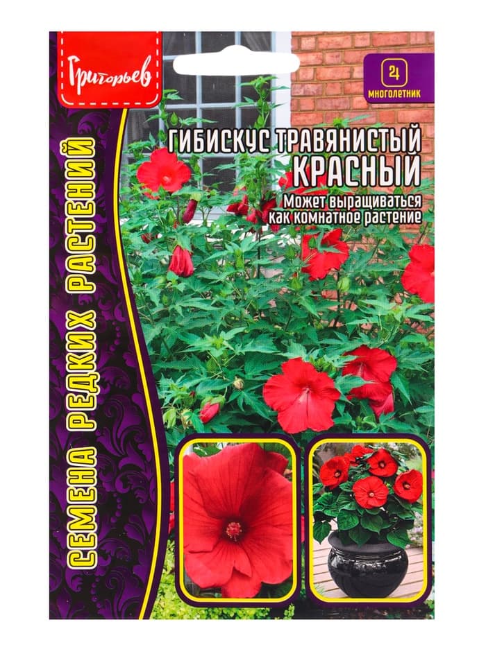 Семена цветов Гибискус Красный травянистый 5 шт. 12.29 г.